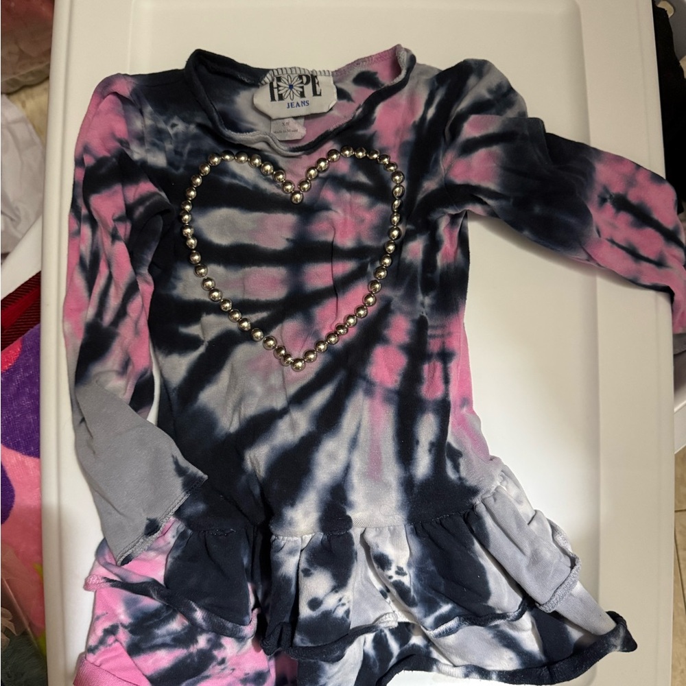 Kids Tie-Dye Long Sleeve Heart Top